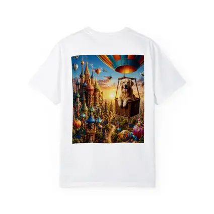 Golden Retriever Hot Air Balloon Fairytale City