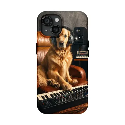 Golden Retriever DJ in Music Studio