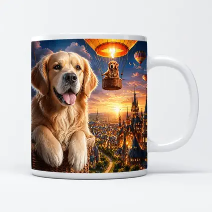 Golden Retriever Hot Air Balloon Fantasy City