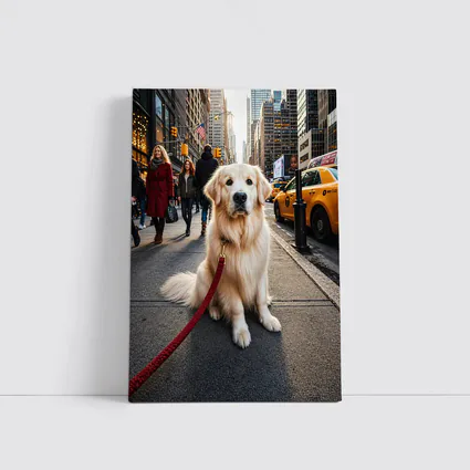 Golden Retriever Sitting on New York City Street