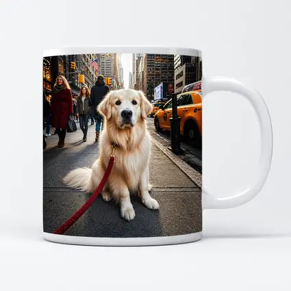 Golden Retriever Sitting on New York City Street