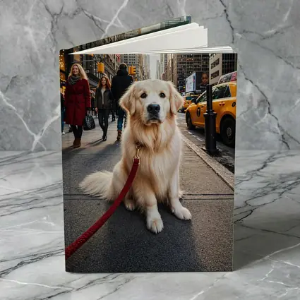Golden Retriever Sitting on New York City Street