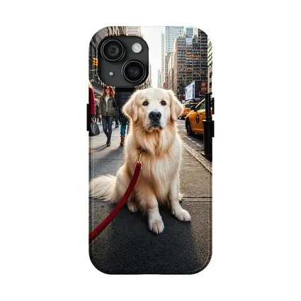 Golden Retriever Sitting on New York City Street