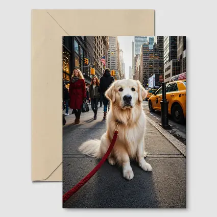 Golden Retriever Sitting on New York City Street