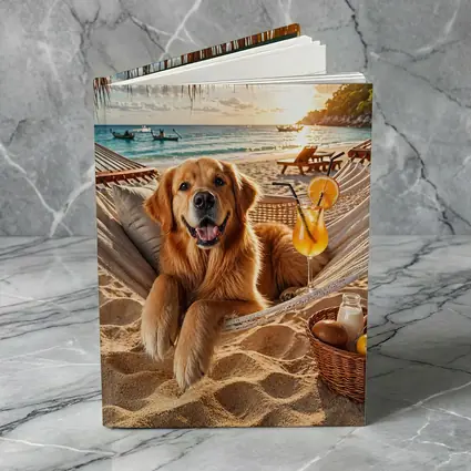 Golden Retriever Relaxing Beach Hammock Sunset