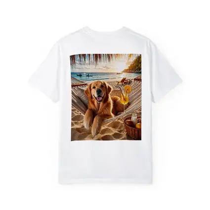 Golden Retriever Relaxing Beach Hammock Sunset