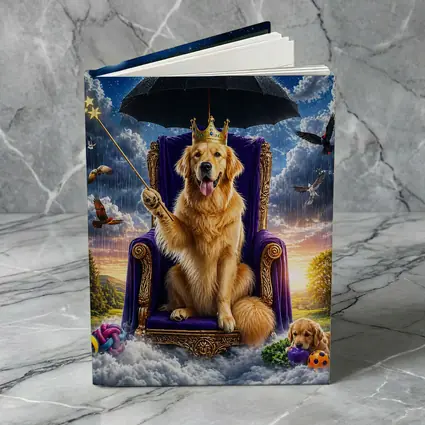 Golden Retriever Royal Throne Magical Sky Fantasy