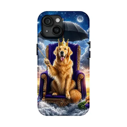 Golden Retriever Royal Throne Magical Sky Fantasy