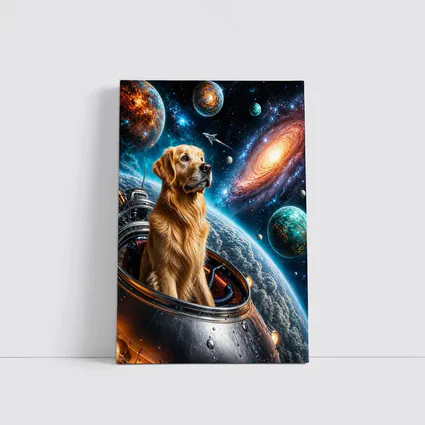 Golden Retriever Space Explorer Galaxy Adventure