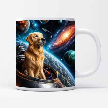 Golden Retriever Space Explorer Galaxy Adventure