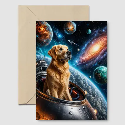 Golden Retriever Space Explorer Galaxy Adventure