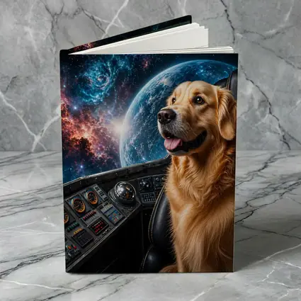 Golden Retriever Pilot Cockpit Space Galaxy