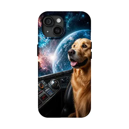 Golden Retriever Pilot Cockpit Space Galaxy