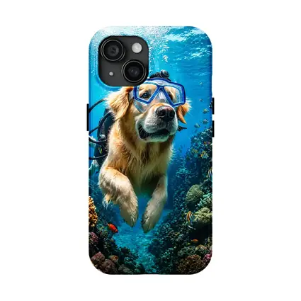 Golden Retriever Scuba Diving Coral Reef