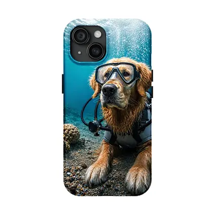 Golden Retriever Scuba Diver Underwater Coral Scene