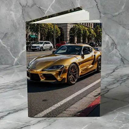 Gold Toyota Supra City Street Urban Setting