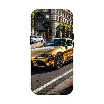 Gold Toyota Supra City Street Urban Setting
