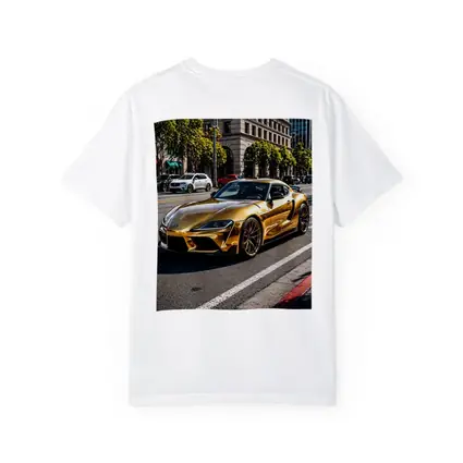 Gold Toyota Supra City Street Urban Setting