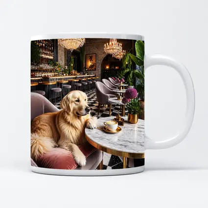 Golden Retriever Relaxing in Luxury Cafe