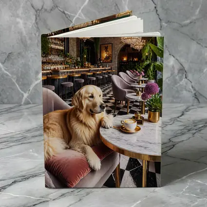 Golden Retriever Relaxing in Luxury Cafe