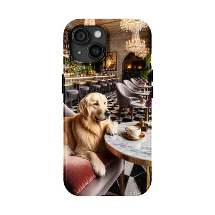 Golden Retriever Relaxing in Luxury Cafe