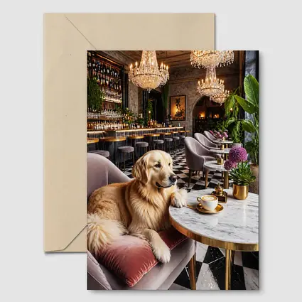 Golden Retriever Relaxing in Luxury Cafe