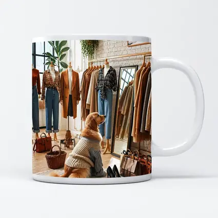 Golden Retriever Dog in Fashion Boutique