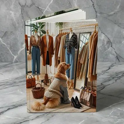 Golden Retriever Dog in Fashion Boutique