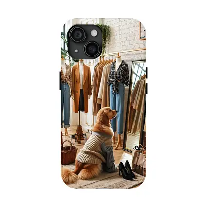 Golden Retriever Dog in Fashion Boutique