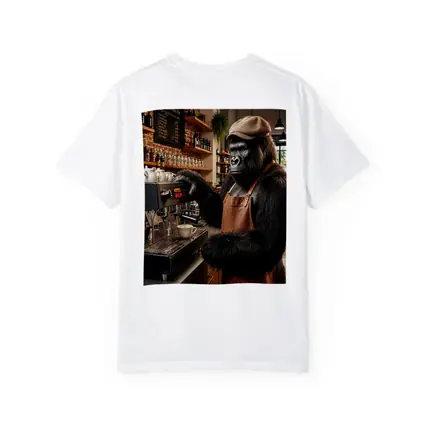 Gorilla Barista Making Espresso Coffee Shop
