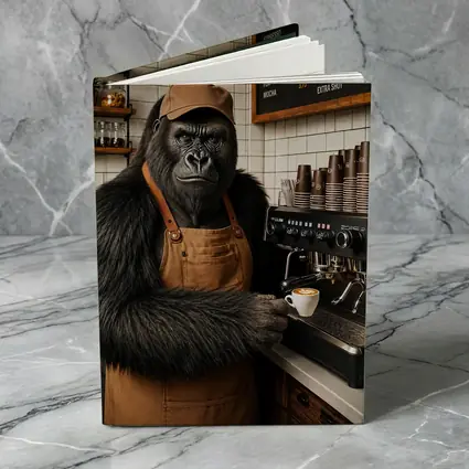 Gorilla Barista Serving Espresso In Cafe