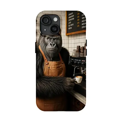 Gorilla Barista Serving Espresso In Cafe