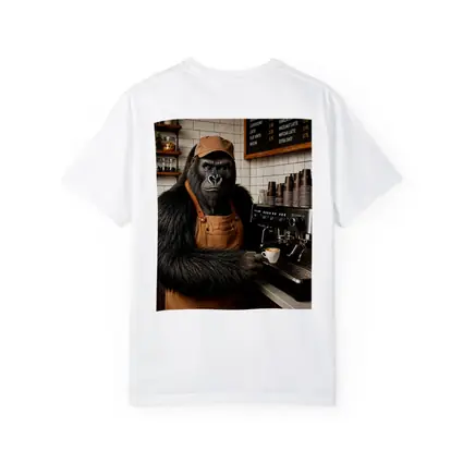 Gorilla Barista Serving Espresso In Cafe