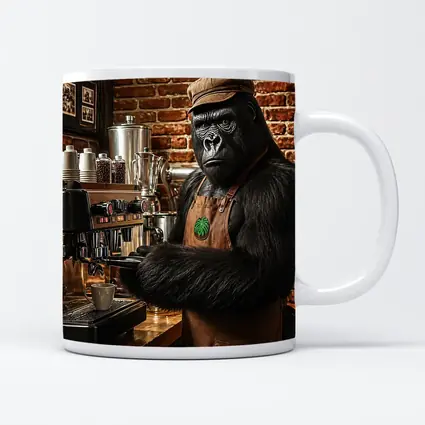 Gorilla Barista Working Espresso Machine Brick Cafe