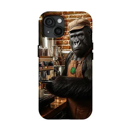 Gorilla Barista Working Espresso Machine Brick Cafe