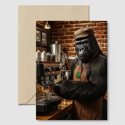 Gorilla Barista Working Espresso Machine Brick Cafe