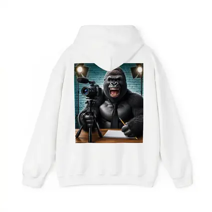 Gorilla Blogger Writing at Studio Desk