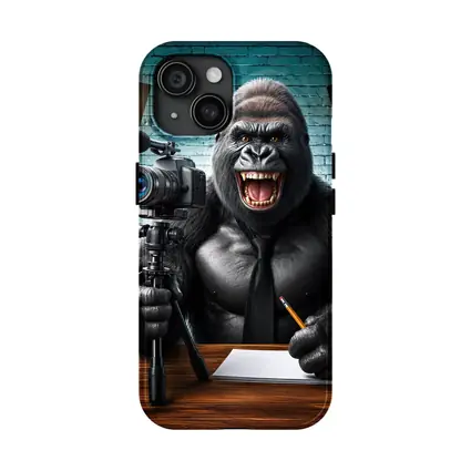 Gorilla Blogger Writing at Studio Desk