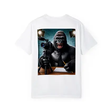 Gorilla Blogger Writing at Studio Desk