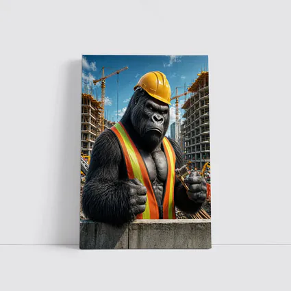 Gorilla Construction Worker Building Site Background