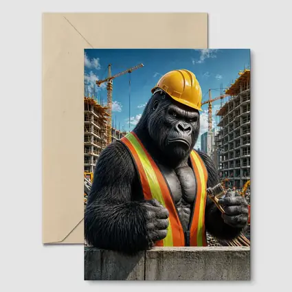 Gorilla Construction Worker Building Site Background