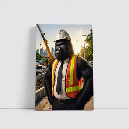 Gorilla Construction Worker Urban City Background
