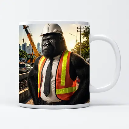 Gorilla Construction Worker Urban City Background