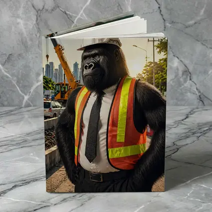 Gorilla Construction Worker Urban City Background