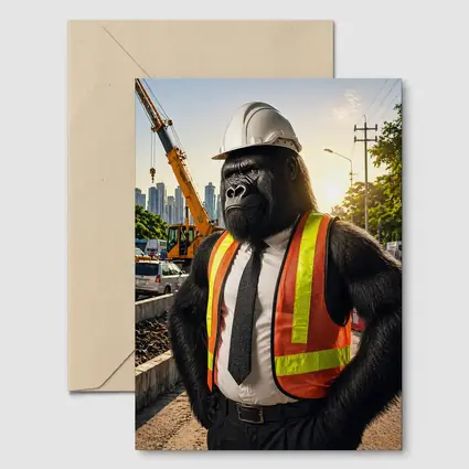 Gorilla Construction Worker Urban City Background