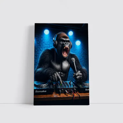 Gorilla DJ Roaring At Neon Club Stage