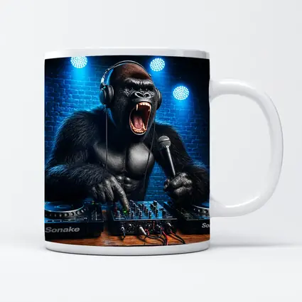 Gorilla DJ Roaring At Neon Club Stage
