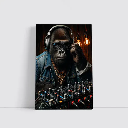 Gorilla DJ Wearing Sunglasses Gold Chain