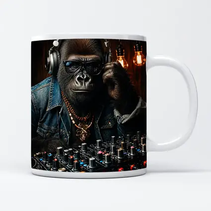 Gorilla DJ Wearing Sunglasses Gold Chain