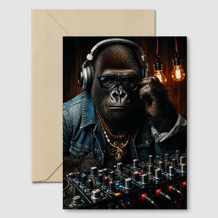 Gorilla DJ Wearing Sunglasses Gold Chain